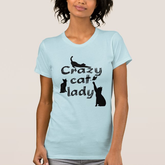 Roligt Lustigt och Coola Cats Crazy Cat Dam Tee (Framsida)