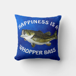 Roligt "lycka är" Largemouth Bass på Blue Kudde