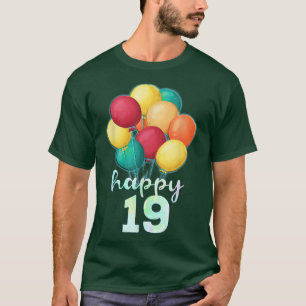 Roligt Lycklig 19 år gamla färgämnen 19:e födelsed T Shirt