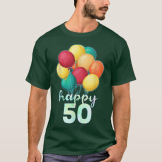 Roligt Lycklig 50 år gamla färgformiga ballonger 5 T Shirt