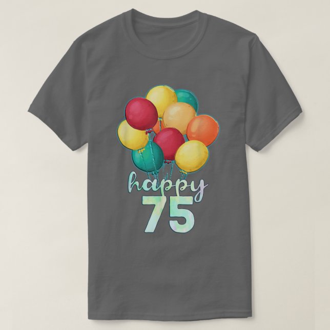 Roligt Lycklig 75 år gamla färgämnen 75:e födelse T Shirt (Design framsida)