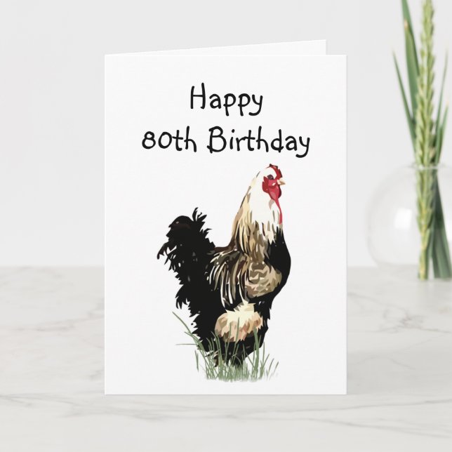 Roligt Lycklig 80:e födelsedag Vår Chicken Humor Kort (Framsida)