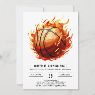 Roligt Lycklig Anpassningsbar Basketball Birthday Inbjudningar