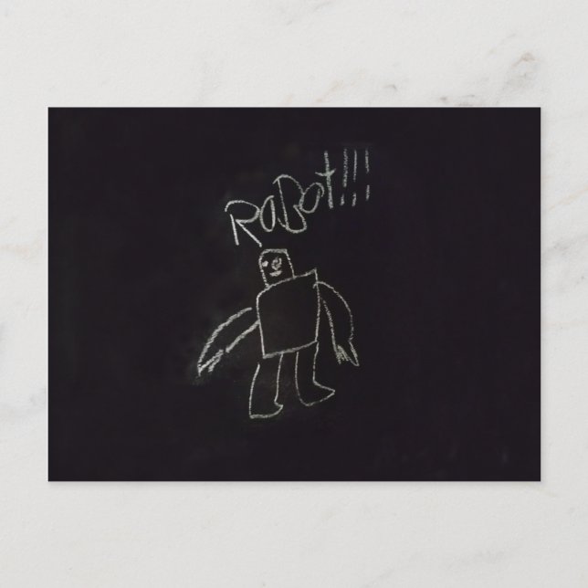 Roligt lycklig bra chalk board Robot Vykort (Framsida)