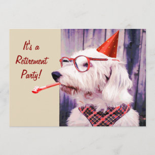 Roligt Lycklig Cute Hund som firar Party Hat-glase Inbjudningar