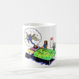 roligt lycklig får en behandling och drömmar kaffemugg