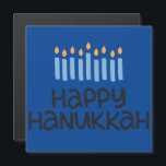 Roligt Lycklig Hanukkah Menorah Magnetic Greeting<br><div class="desc">Roligtens typografi,  vackra blyor med detta "Lycklig Hanukkah"-kort med 5, 25-tumsformat och kuvert. Glödmått avslutat: 5, 25" x 5, 25"</div>