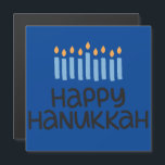 Roligt Lycklig Hanukkah Menorah Magnetic Greeting<br><div class="desc">Roligtens typografi,  vackra blyor med detta "Lycklig Hanukkah"-kort med 5, 25-tumsformat och kuvert. Glödmått avslutat: 5, 25" x 5, 25"</div>