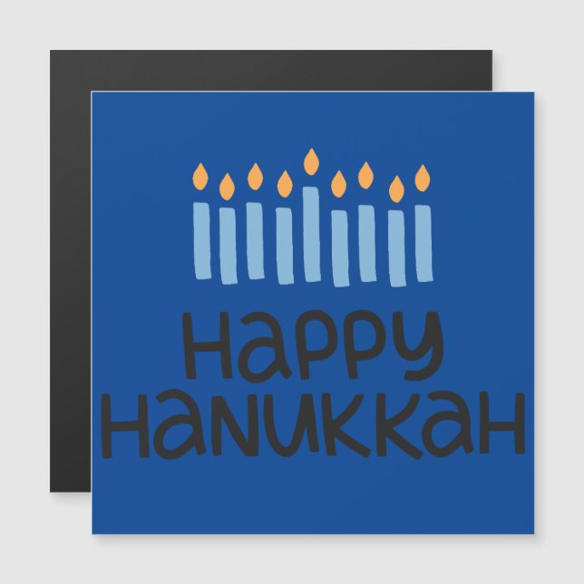 Roligt Lycklig Hanukkah Menorah Magnetic Greeting  (Fram/baksida)