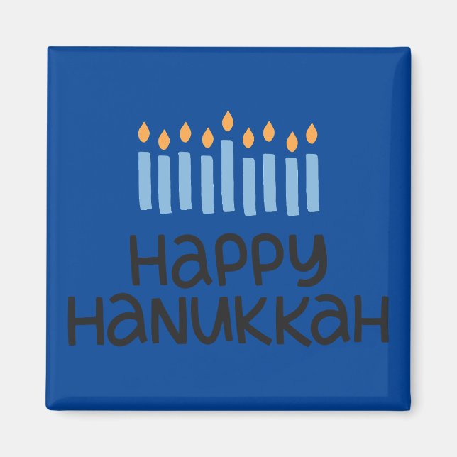 Roligt Lycklig Hanukkah Square Magnet (Framsidan)