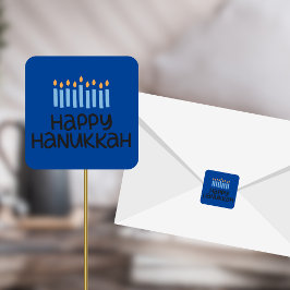 Roligt Lycklig Hanukkah Square Stickers Fyrkantigt Klistermärke