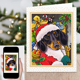 Roligt Lycklig jultomten Hund Dachshund Helgkort