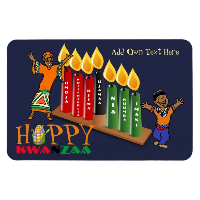 Roligt Lycklig Kwanzaa 7 Principer Personlig Magnet (Horisontell)