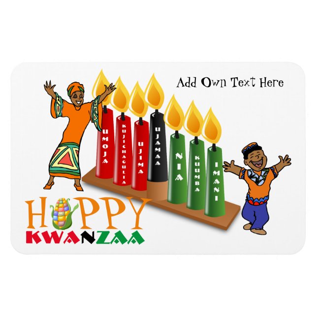 Roligt Lycklig Kwanzaa 7 Principer Personlig Magnet (Horisontell)