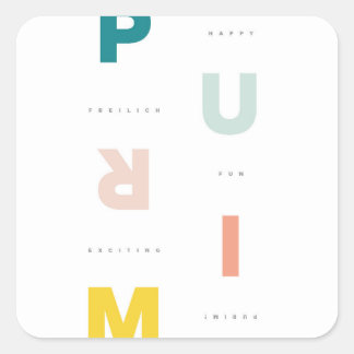 Roligt Lycklig Purim Pastels Fyrkantigt Klistermärke