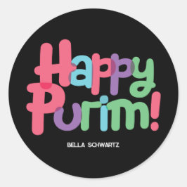 Roligt Lycklig Purim Round Sticker Runt Klistermärke