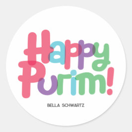 Roligt Lycklig Purim Sticker Runt Klistermärke