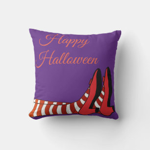 Roligt Lycklig Retro Halloween Witch Kudde
