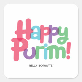 Roligt Lycklig Square Purim Sticker Fyrkantigt Klistermärke
