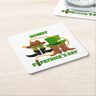 Roligt Lycklig St patricks day HOWDY DIA DUIT Cowb Underlägg Papper Kvadrat