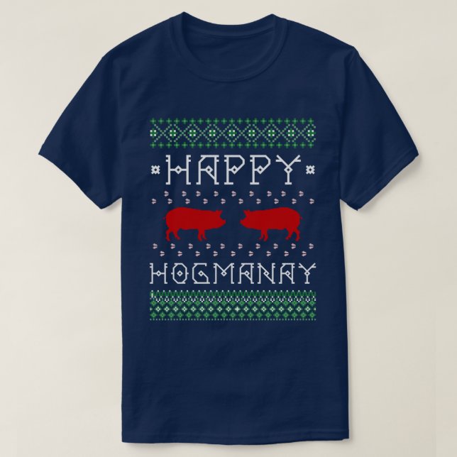 Roligt "lyckliga Hogmanay" fult skotskt nytt år Tee Shirt (Design framsida)