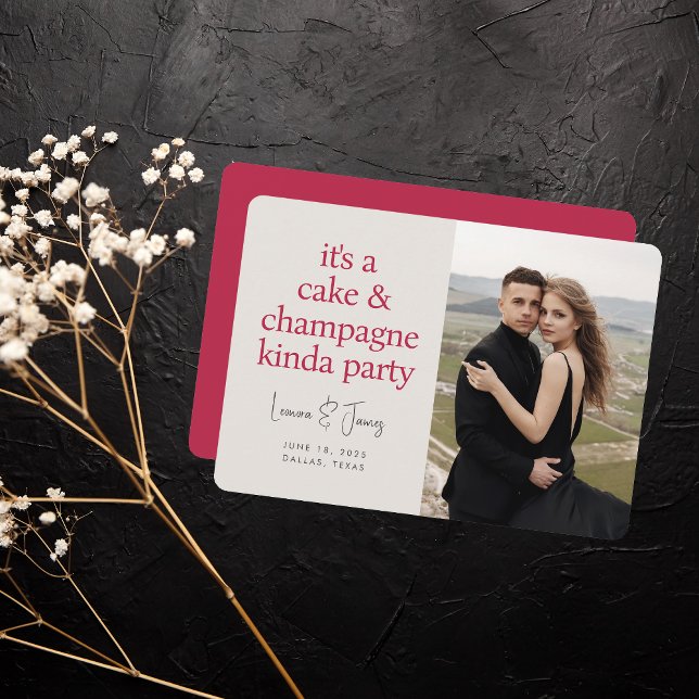 Roligt Magenta med fetstil Rosa Bröllop Spara Datumet (Skapare uppladdad)