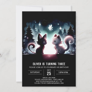 Roligt Magic Cat Birthday Inbjudningar