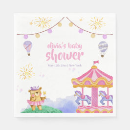 Roligt Magic Luftballong Carousel Baby Shower Pappersservett