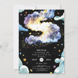 Roligt Magic Space Birthday Inbjudningar