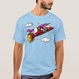 Roligt Magical raket för Unicornridningutrymme T Shirt