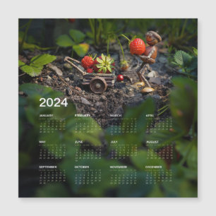 Roligt magnetisk kalender 2024 på kylskåp
