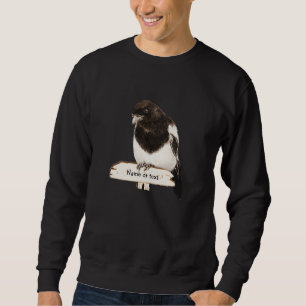 Roligt Magpie Bird med Anpassningsbar Text Långärmad Tröja