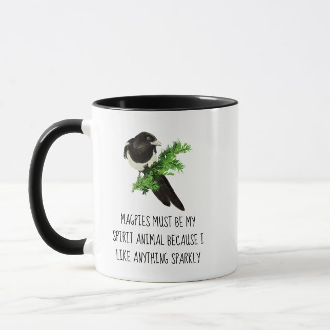 Roligt Magpie Quote My Spirit Animal Sparkly Coffe Mugg (Vänster)