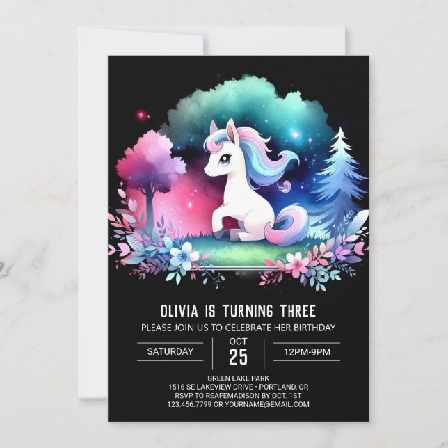 Roligt Majestic Horse Birthday Inbjudningar (Framsida)