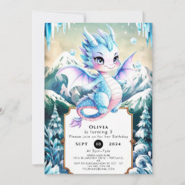 Roligt Majestic Ice Dragon Birthday Inbjudningar