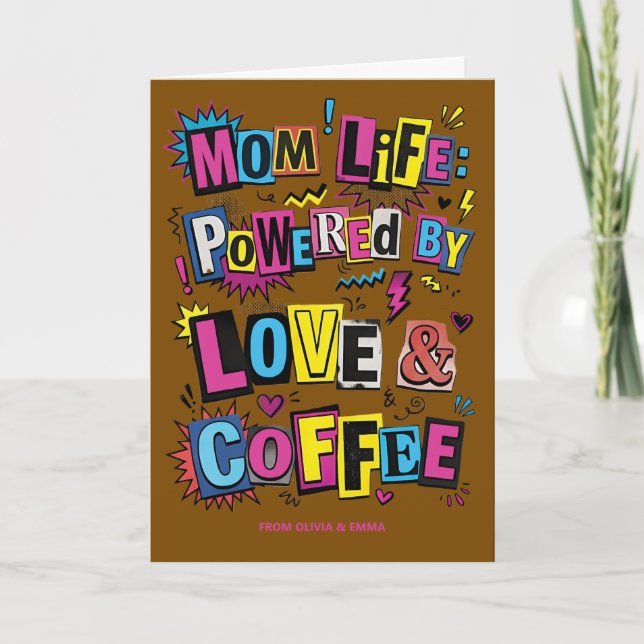 Roligt Mamma Liv Kaffe Retro Mors Dag Kort (Framsida)