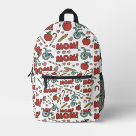 Roligt "MAMMA!" Mönster med äpplen, rullstolar