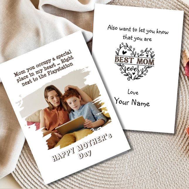 Roligt mammakort från son julkort (Skapare uppladdad)