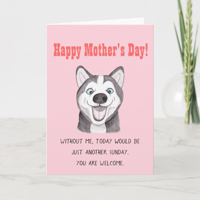 Roligt mammakort Roligt husky hund-kort Kort (Framsida)