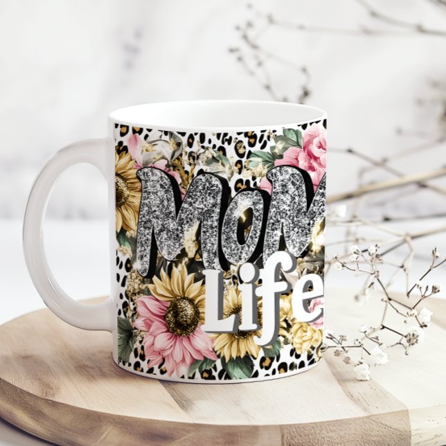 Roligt mammaliv Blommig djurtryck kaffemugg (Skapare uppladdad)