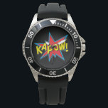 Roligt Manar superhjälten Tecknad Bok Kapow Black Armbandsur<br><div class="desc">Roligt Superassistance Tecknad Bok Kapow Black Watch</div>