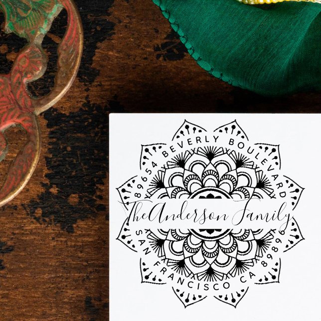 Roligt Mandala Family Namn Returadress Stämpel (Skapare uppladdad)