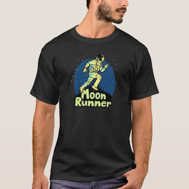 Roligt Måne Springer Astronaut Workout Graphic T Shirt (Framsida)