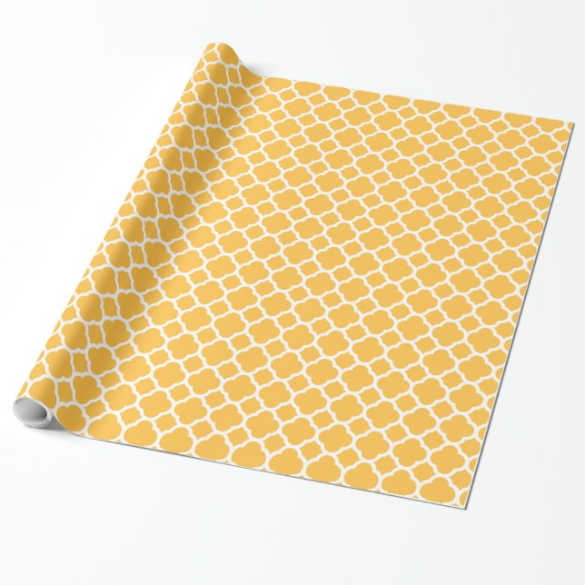 Roligt mango apelsin quatrefoil mönster presentpapper (Utrullad)
