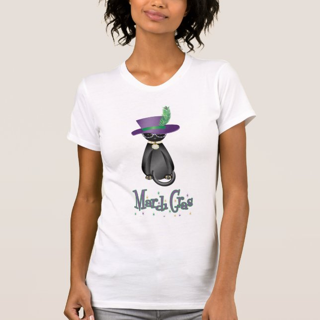 Roligt Mardi Gras Cat Womens T-shirt (Framsida)