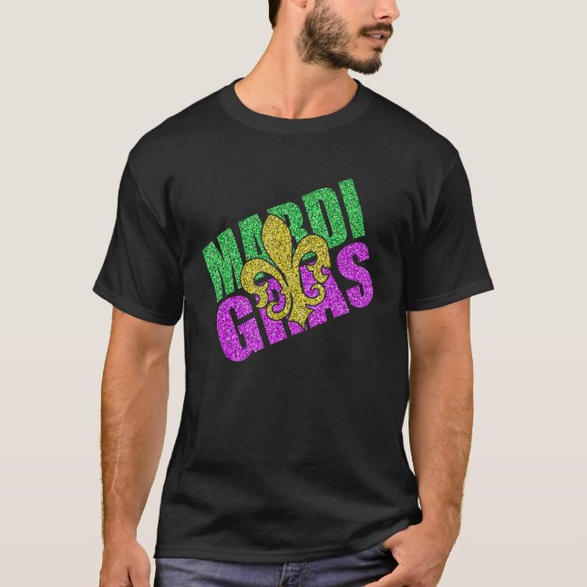 Roligt Mardi Gras Fleur De Lis T Shirt (Framsida)