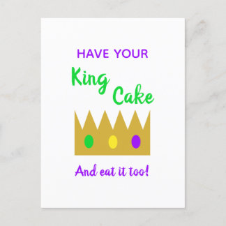 Roligt Mardi Gras har din Kung-kummel och äter den Vykort