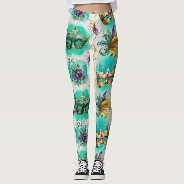 Roligt Mardi Gras Masks Leggings (Framsida)