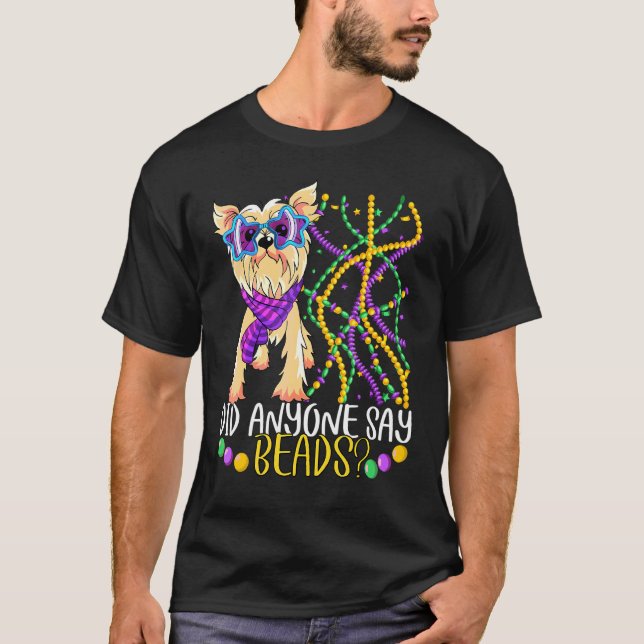 Roligt Mardi Gras sa någon att Pärlor Cute Hund ko T Shirt (Framsida)