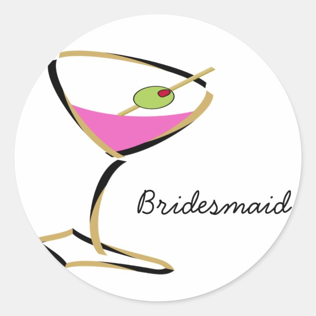 roligt martini guld runt klistermärke (Framsida)